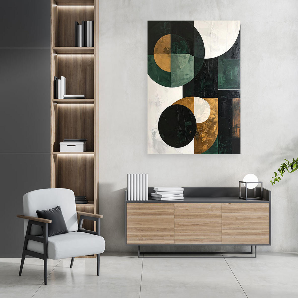 LEINWANDBILD 3D und geometrisch 60x90cm - Grün, Textil (60/90cm) - Feeby