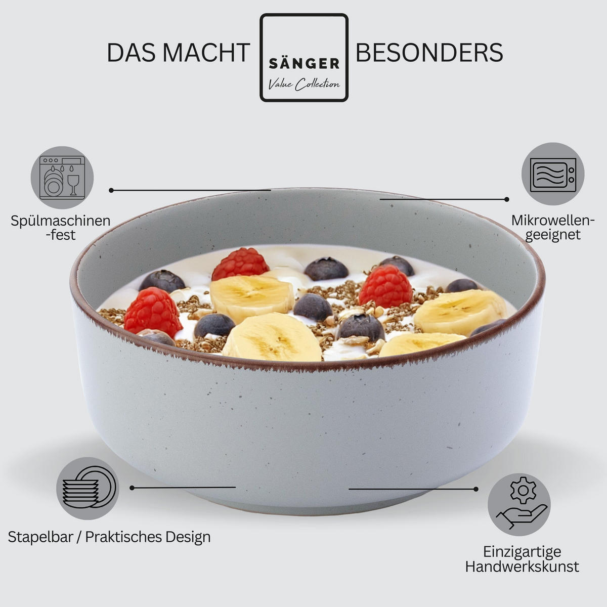 SCHALEN BOMBAY MOONLIGHT - 4 teilig aus Steingut - Multicolor/Creme, Stein (16.5/16.5/6.5cm) - Sänger