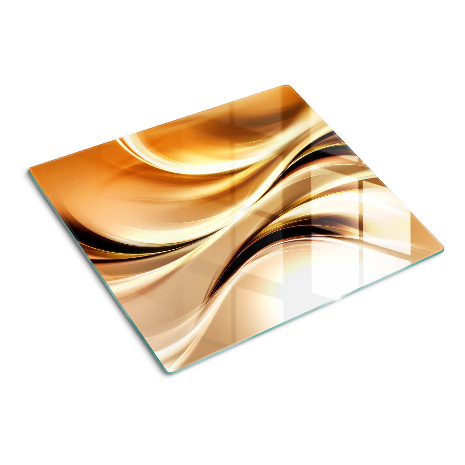 GLASPLATTE 60x52 cm Abstrakte Wellen - Goldfarben, Glas (60/0.4/52cm) - TULUP