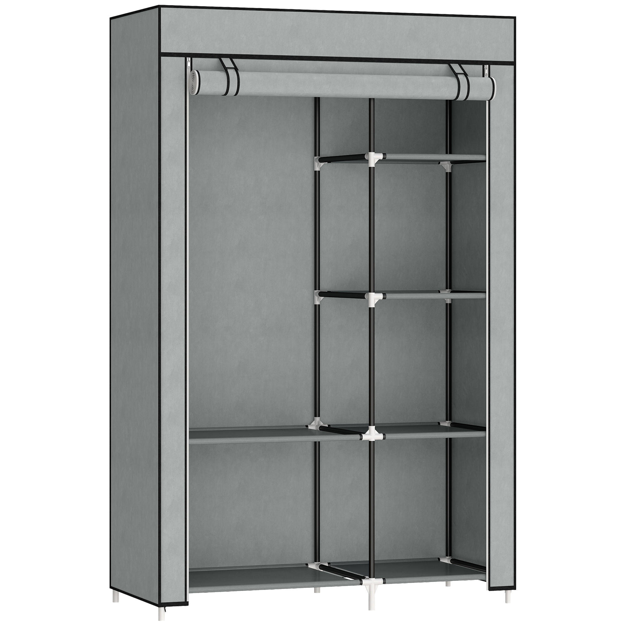 KLEIDERSCHRANK, Stoffschrank, Grau - Grau, Metall (43/162.5/103cm) - HOMCOM