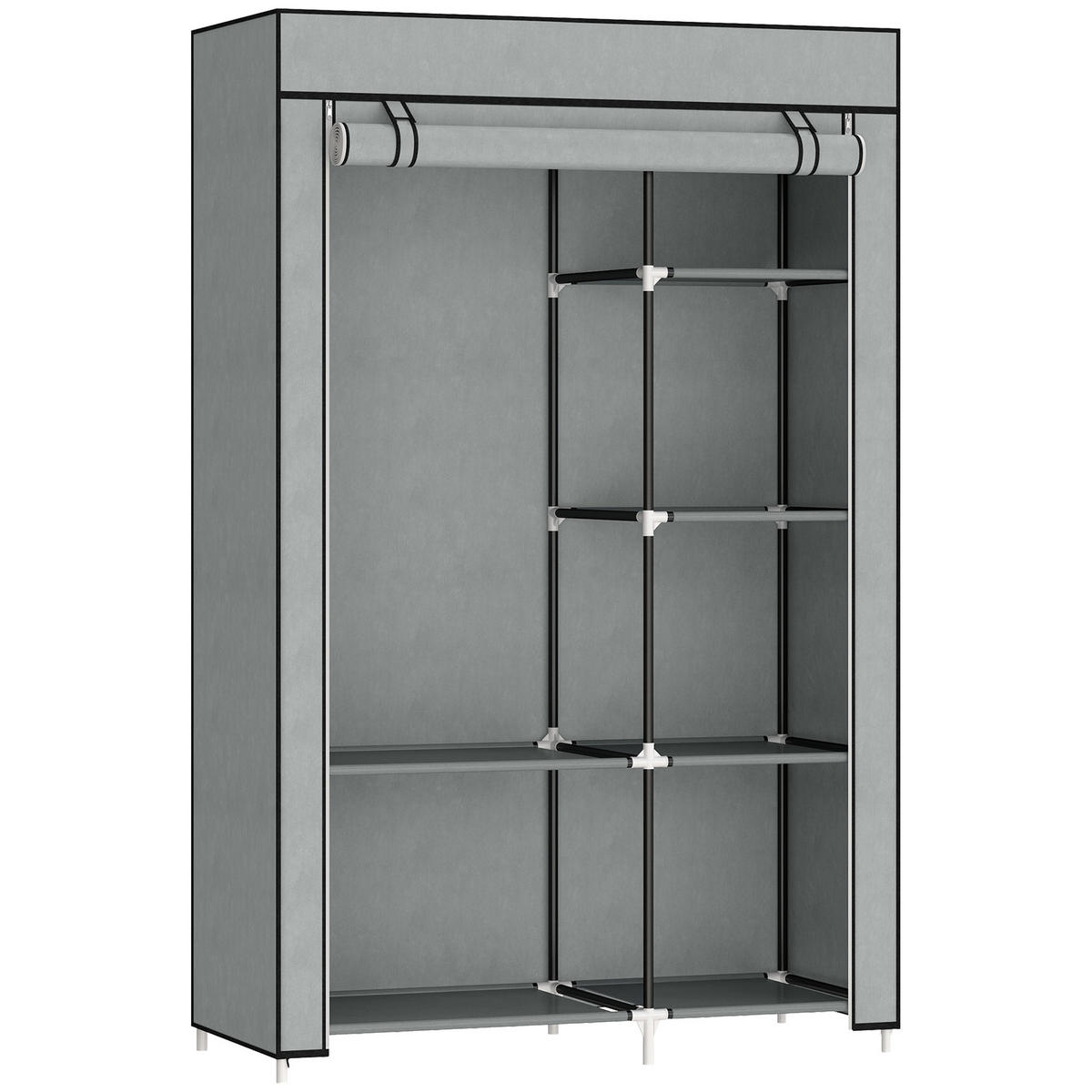 KLEIDERSCHRANK, Stoffschrank, Grau - Grau, Metall (43/162.5/103cm) - HOMCOM