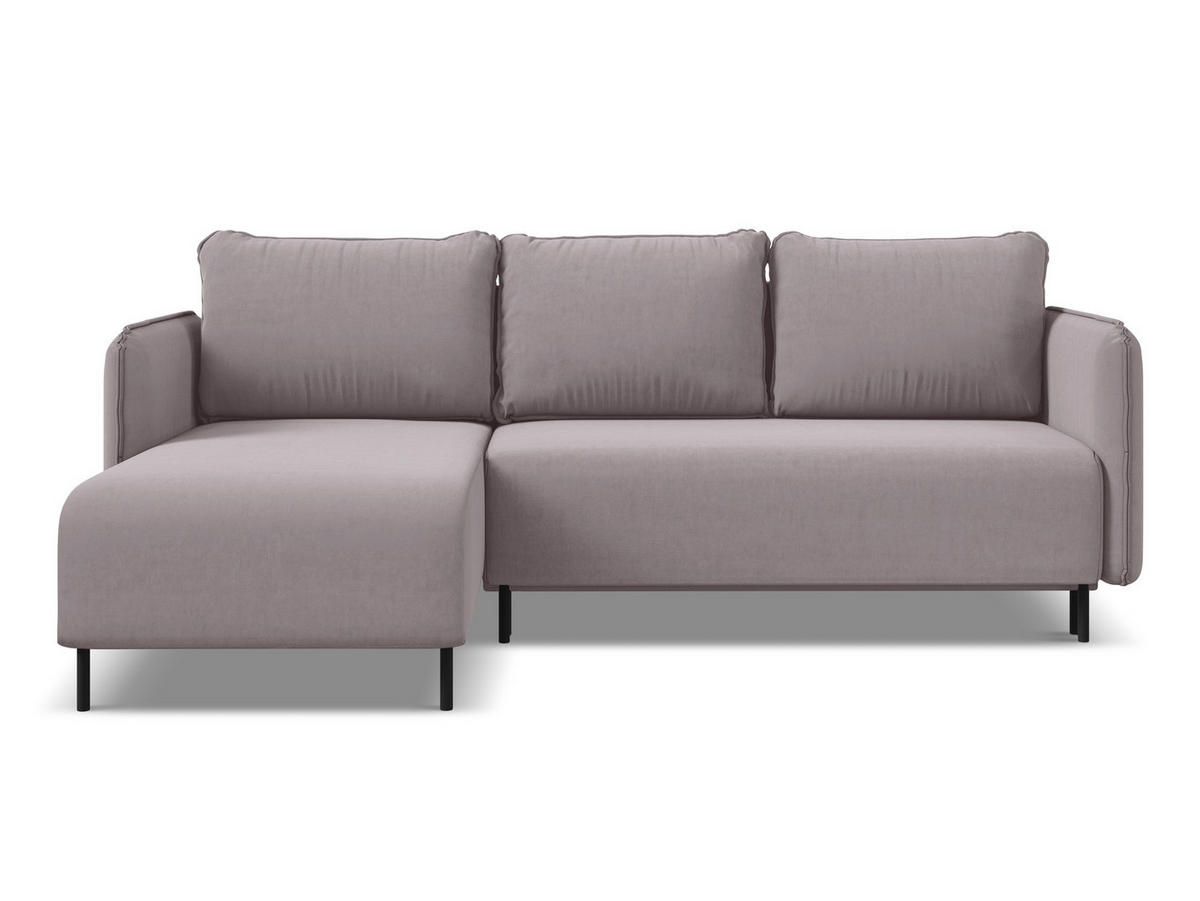 ECKSOFA mit Schlaffunktion Samt Stoff Violett - Lila/Flieder, Holz/Textil (162/236cm) - Makamii
