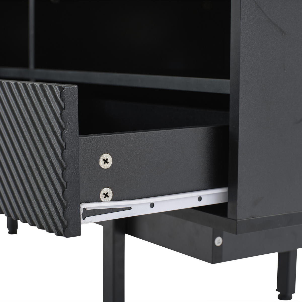 TV-ELEMENT in Schwarz TV Schrank mit Stauraum,Schubladen ,B200/T40/H51cm - Schwarz, Holzwerkstoff/Metall (200/51/40cm) - STILVORA