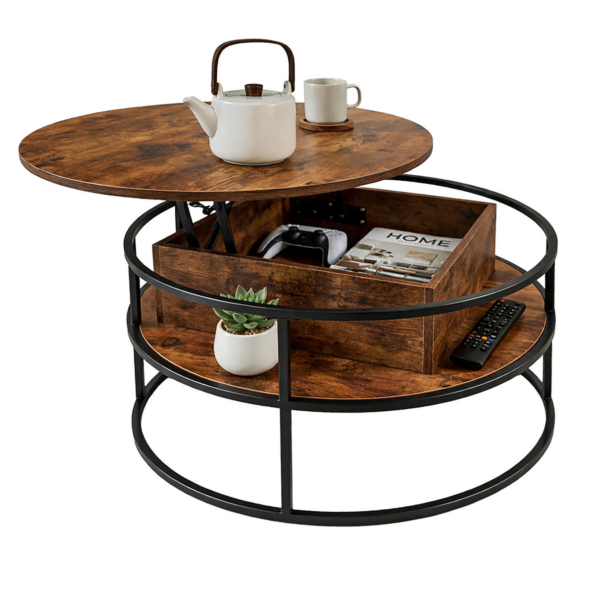 COUCHTISCH - Multicolor, Holzwerkstoff/Metall (80/80/46cm) - Relaxdays