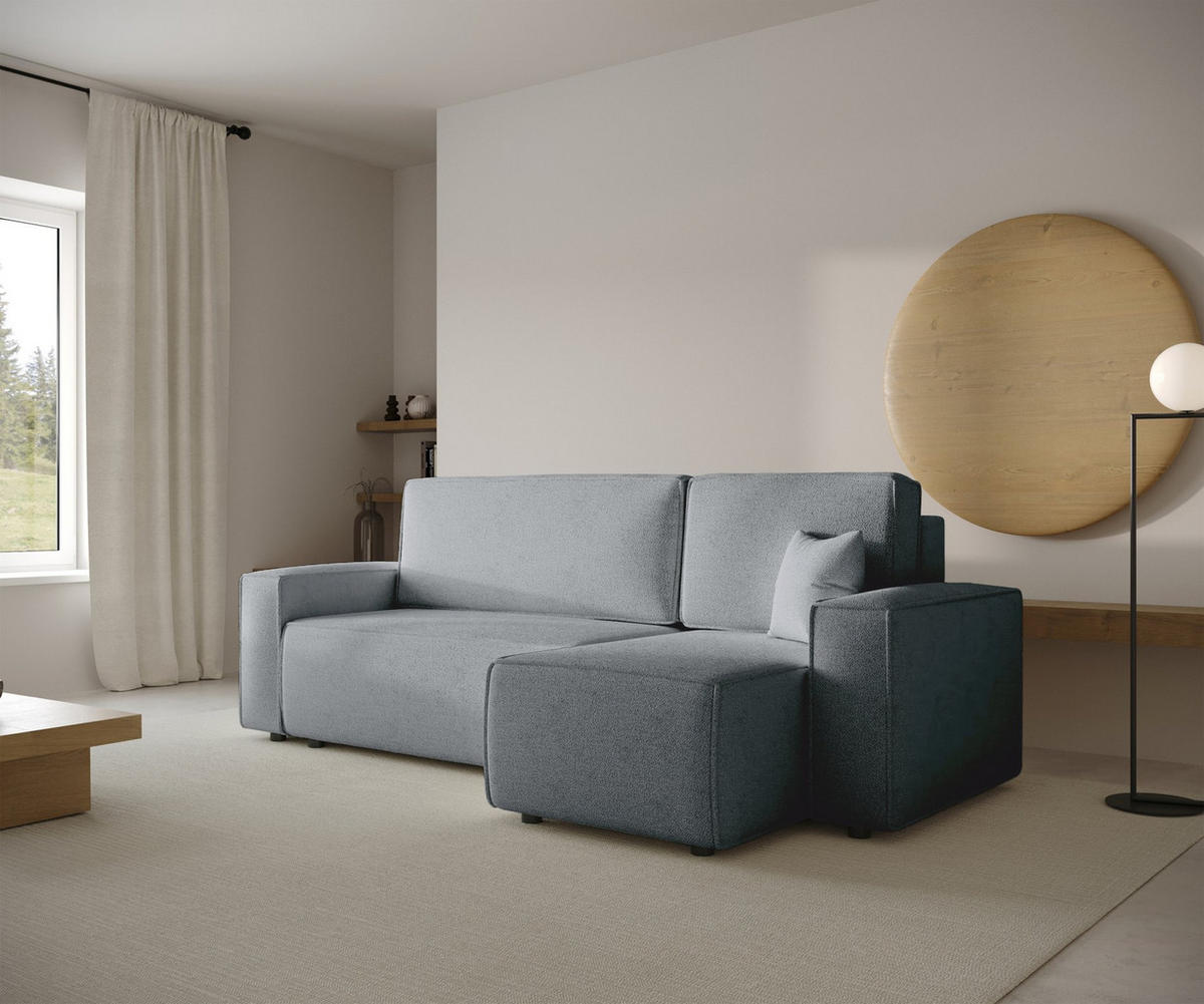ECKSOFA Copertino Hellgrau beidseitig montierbar - Hellgrau/Schwarz, Kunststoff/Textil (244/145cm) - Selsey