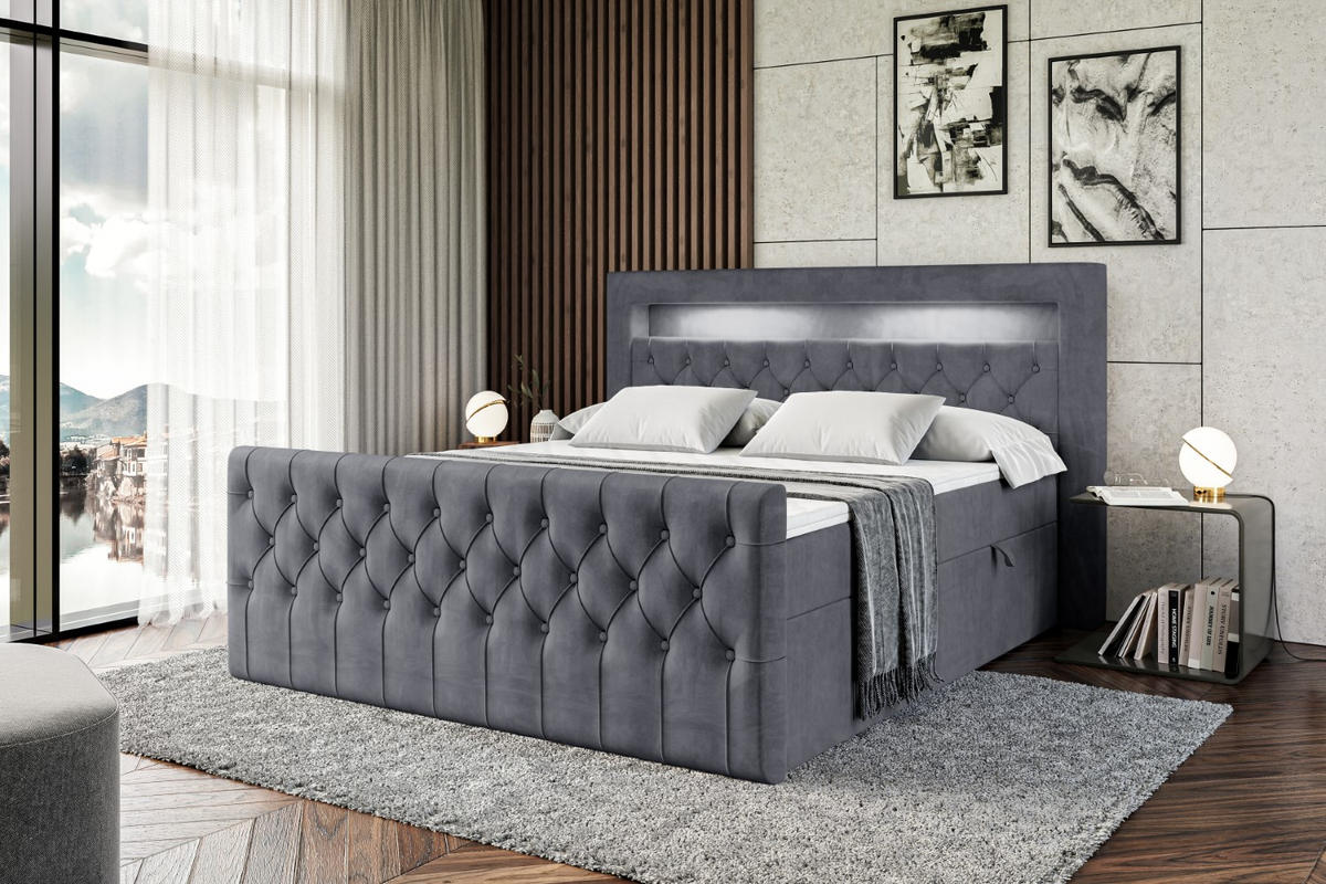 BOXBETT AURORA - 180x200 - H4 - Dunkelgrau - Dunkelgrau, Holzwerkstoff (180/200cm) - ALTDECOR