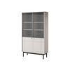 VITRINE Panda Beige, Schwarze Beine, Glasvitrine - Beige/Schwarz, Holzwerkstoff (104/184/39cm) - Bettso