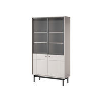 VITRINE Panda Beige, Schwarze Beine, Glasvitrine - Beige/Schwarz, Holzwerkstoff (104/184/39cm) - Bettso