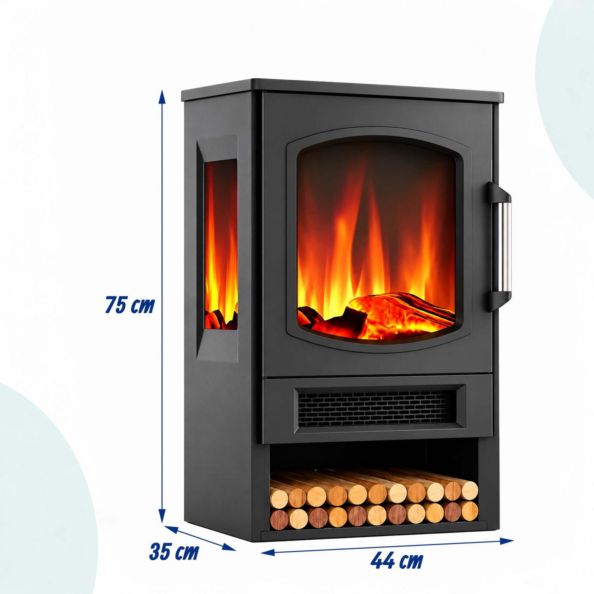 KRB Černý elektrický s topením 1800 W dálkové ovládání - černá, kov/plast (44/75/35cm) - Relaxdays