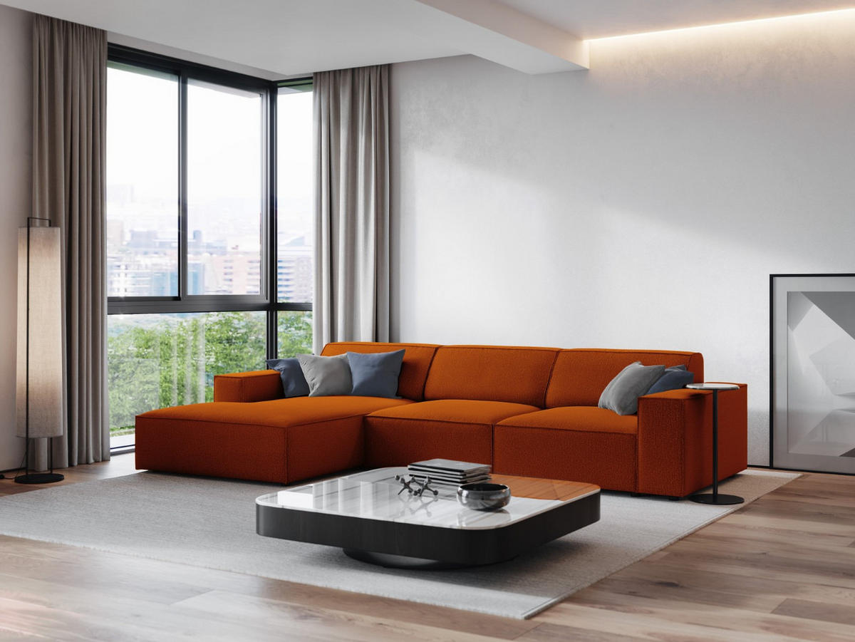 ECKSOFA links Jodie aus strukturiertem Stoff terrakotta 4 Sitzplätze - Terra cotta, Textil (166/284cm) - Micadoni