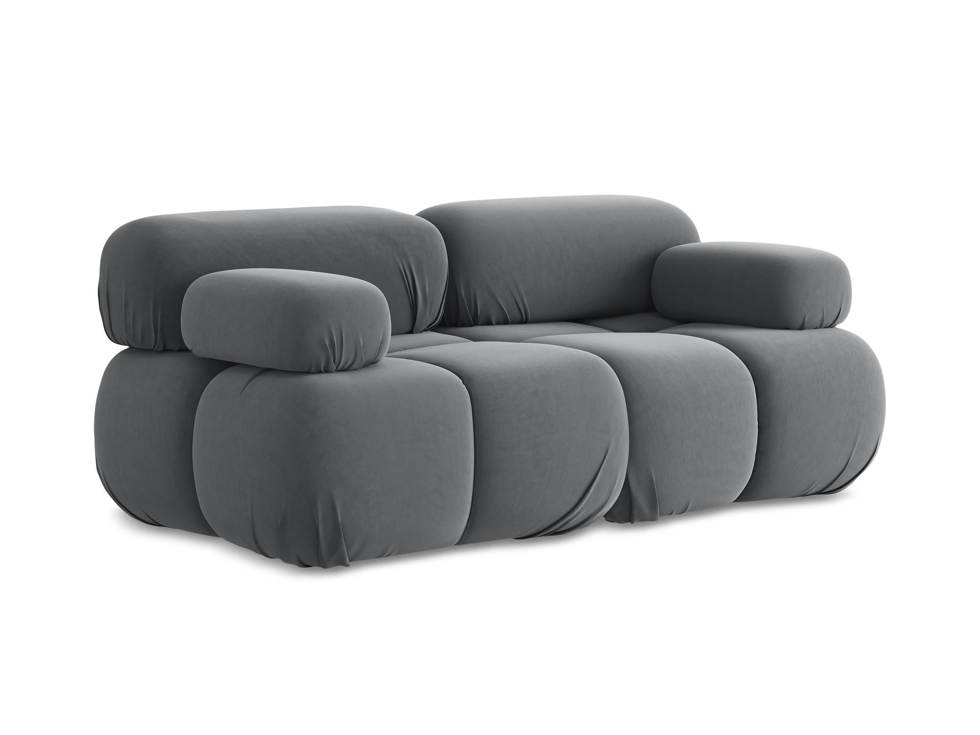 2-SITZER-SOFA Samt Stoff Grau - Dunkelgrau/Schwarz, Kunststoff/Textil (190/70/96cm) - Makamii