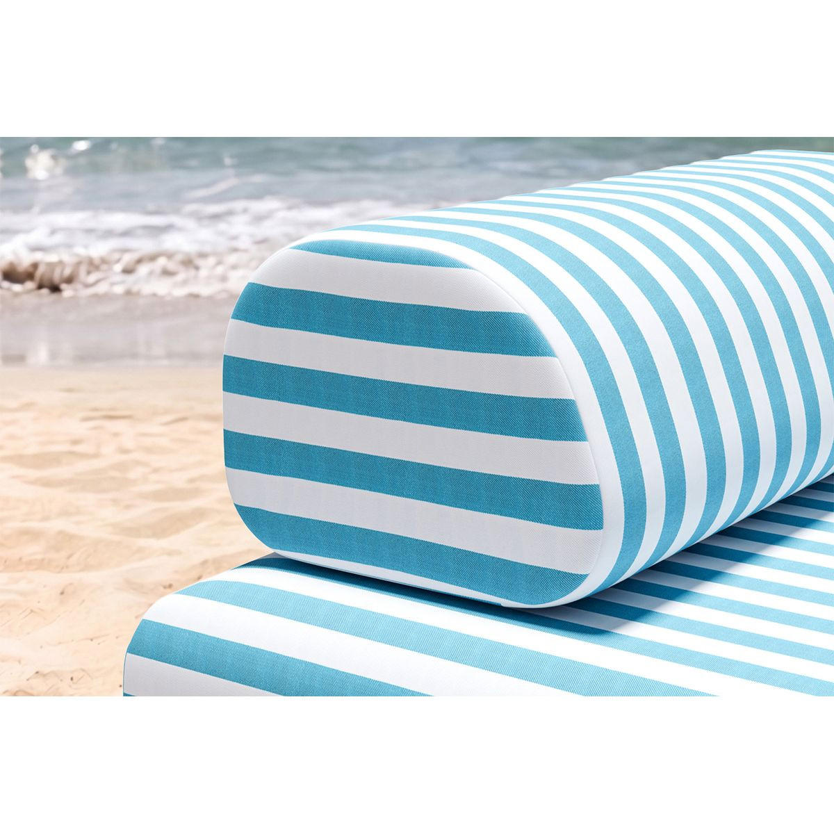 ZWEISITZER-GARTENSOFA mit weißen und blauen Streifen - Blau, Textil (95/70.5/148cm)