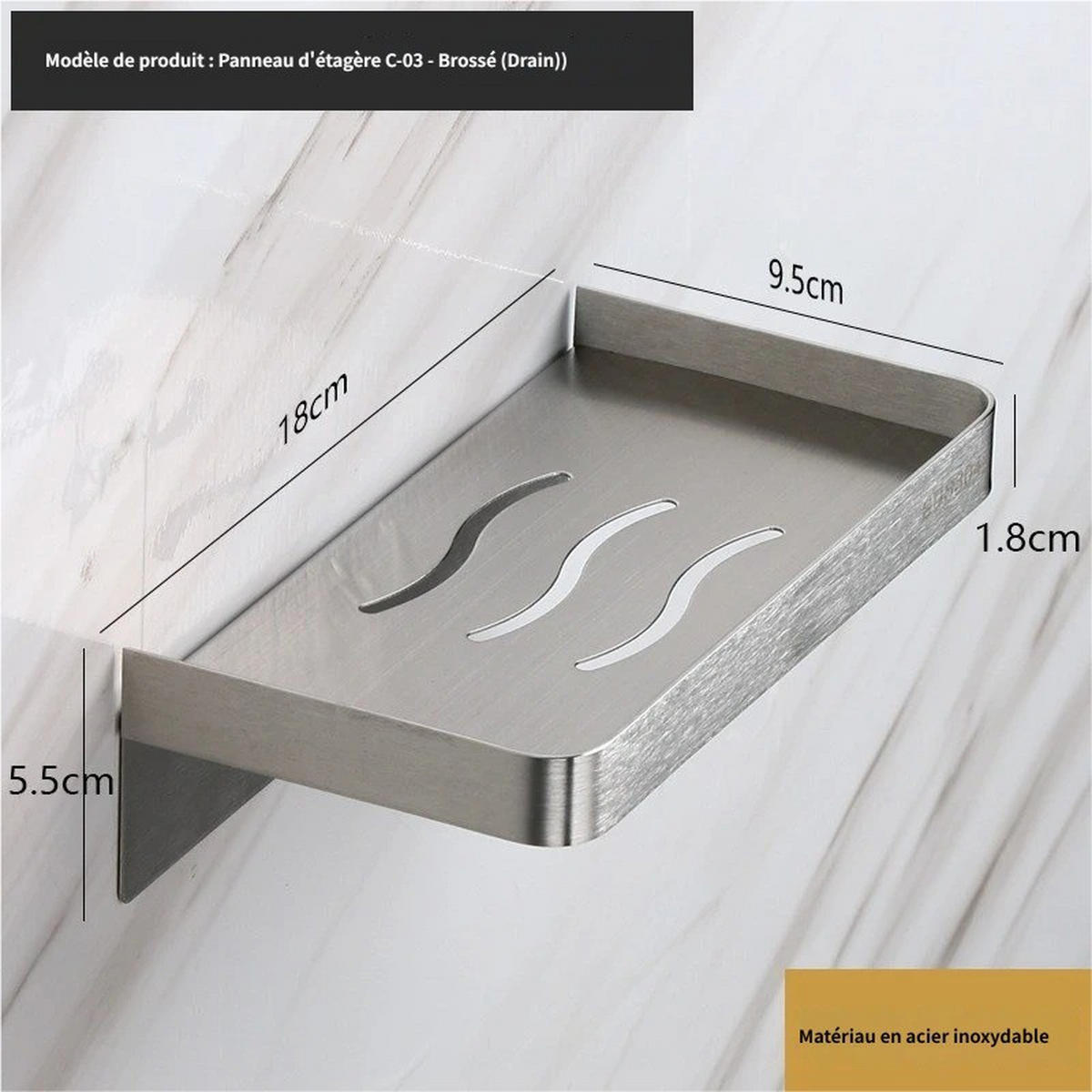 BADEWANNENABLAGE – 18 x 9,5 x 5,5 cm – Silber gebürstet – Edelstahl - Silberfarben, Metall (19/6/11cm)