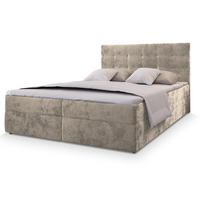 BOXBETT GLOS K 180x200 cm mit Matratze und Topper - Beige - Beige, Holz (180/200cm) - MASSENO