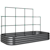 HOCHBEET mit Rankhilfe & offenem Boden Dunkelgrau - Dunkelgrau, Metall (110/150/220cm) - Outsunny