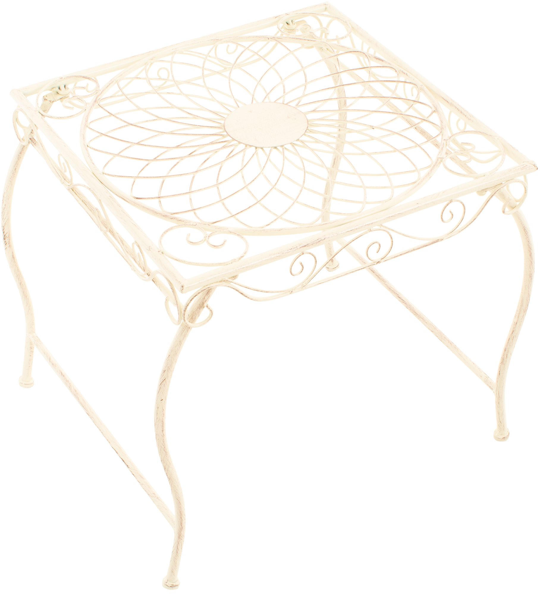 GARTENTISCH eckig 49/45/46 cm Metall Antik-Creme - Creme, Metall (45/49/46cm) - CLP