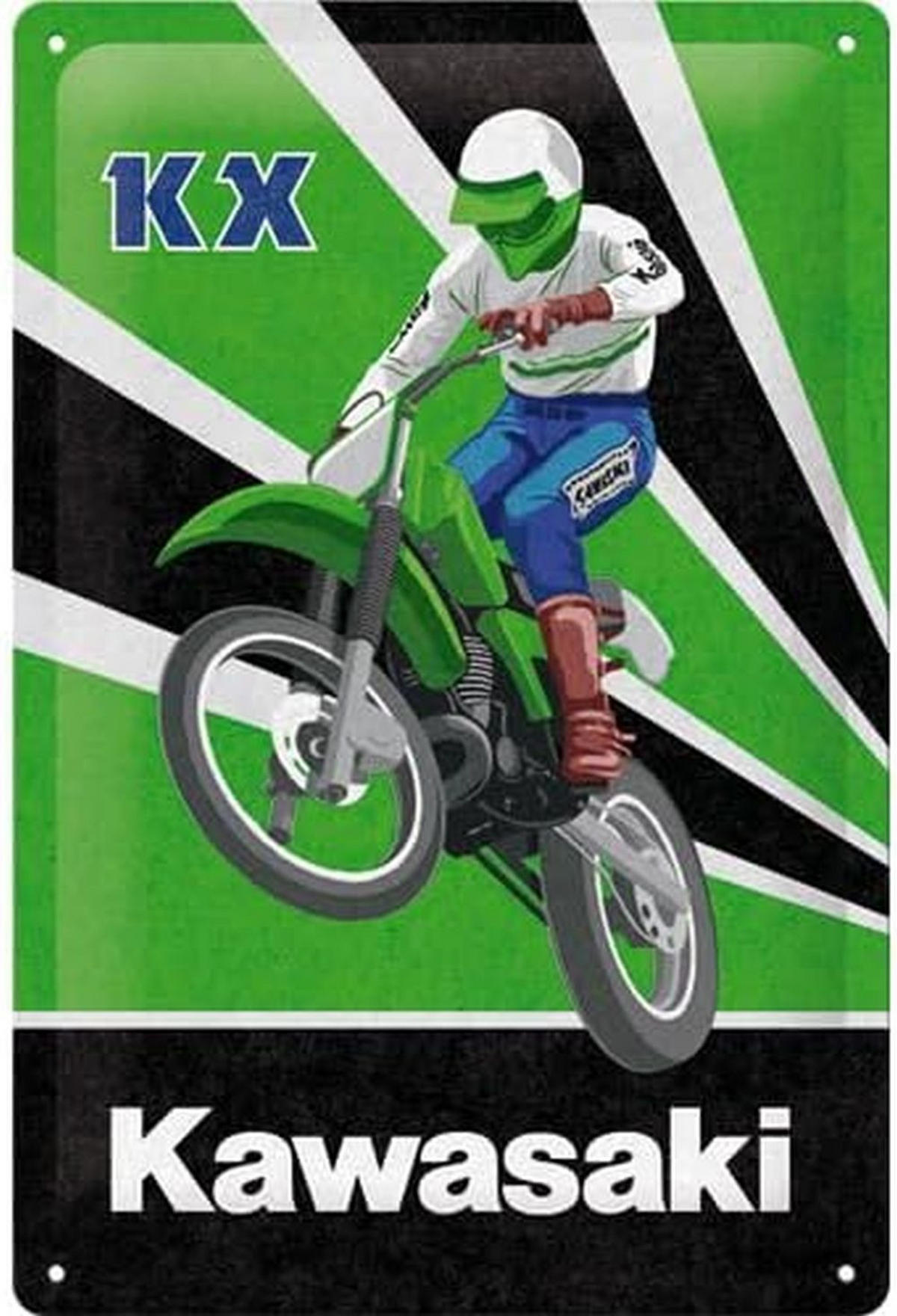 BLECHSCHILD 20/30 cm Kawasaki KX Motocross - Multicolor, Metall (20/30/0.2cm) - Nostalgic-Art