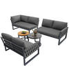 LOUNGESET Modular 5-6 Personen Grau Mit Verstellbaren Füßen - Grau, Kunststoff - FLIEKS