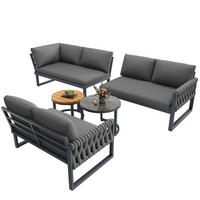 LOUNGESET Modular 5-6 Personen Grau Mit Verstellbaren Füßen - Grau, Kunststoff - FLIEKS