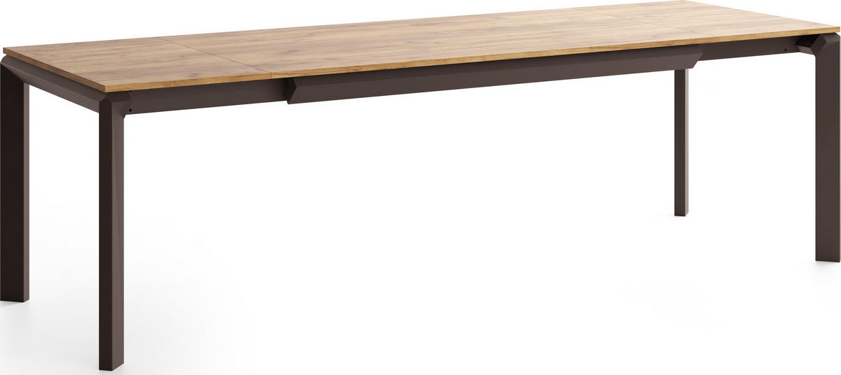 ESSTISCH Elan rechteckig ausziehbar verlängerbar mit Braunen Metallbeinen, Eiche Braun 160-250/90/76 cm - Eiche Wotan/Braun, Holzwerkstoff/Metall (90/250/78cm) - WFL GROUP
