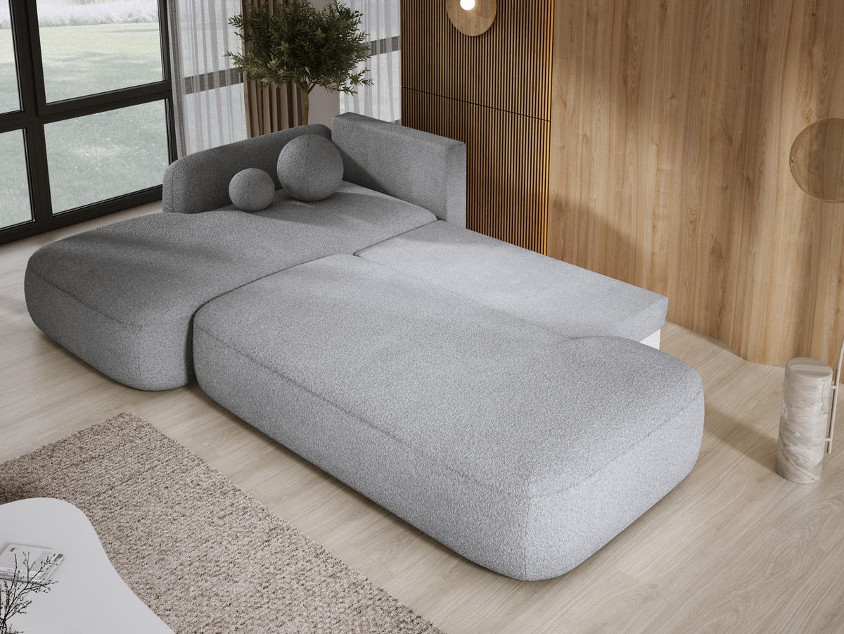 ECKSOFA BABU Mit Bettfunktion – Moderne Polsterecke Für Wohnzimmer Funktionales Schlafsofa Im Stoff NOW OR NEVER, 300x105x60cm, Linke, GRAFIT - Graphitfarben, Holz/Textil (190/300cm) - DomoHome