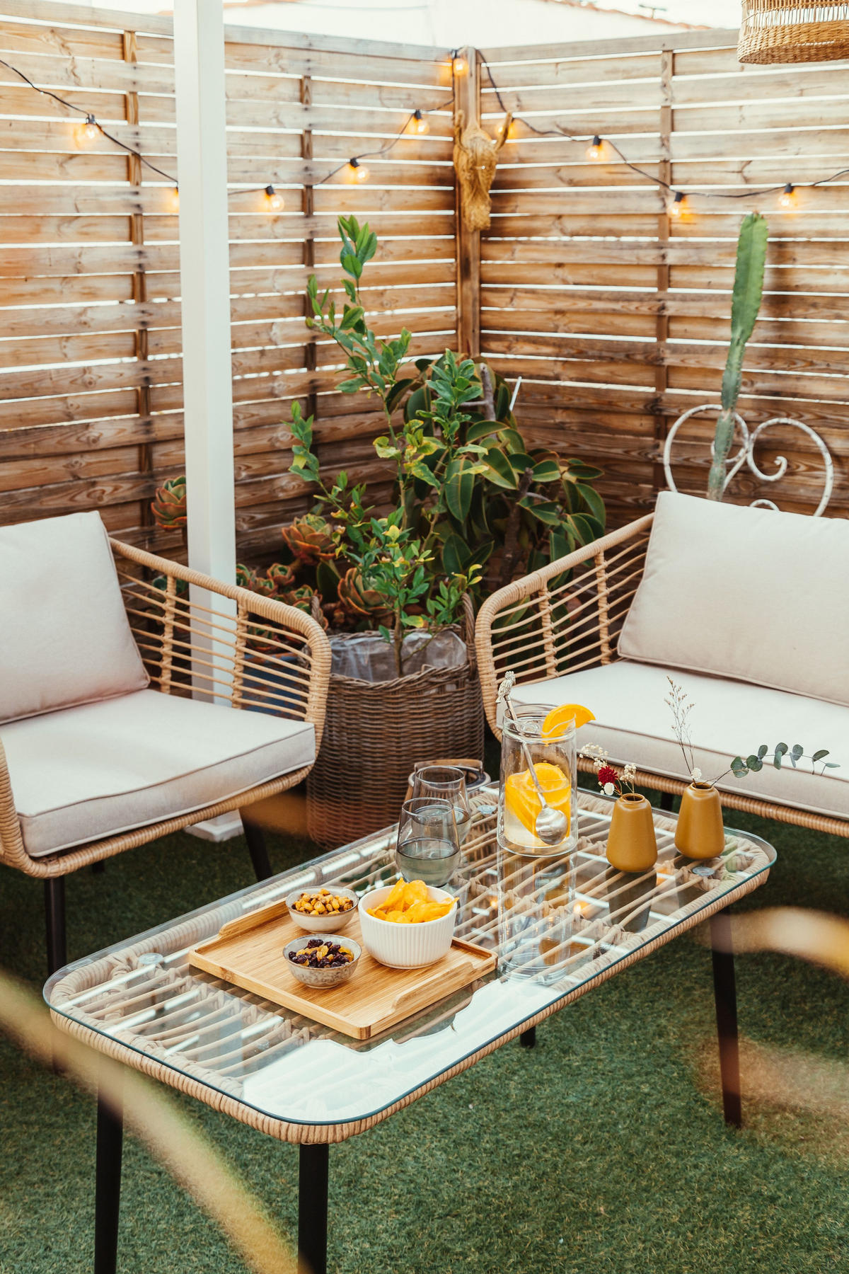 LOUNGE GARNITURA 4-sjed ratan prirodni Corinth Ii - prirodne boje, plastika - Beliani