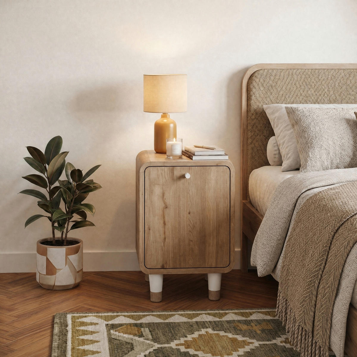 NACHTTISCH Doro Eiche natur 35,3/34/51 cm - Sandfarben/Naturfarben, Holzwerkstoff/Kunststoff (35.3/51/34cm) - Decortie