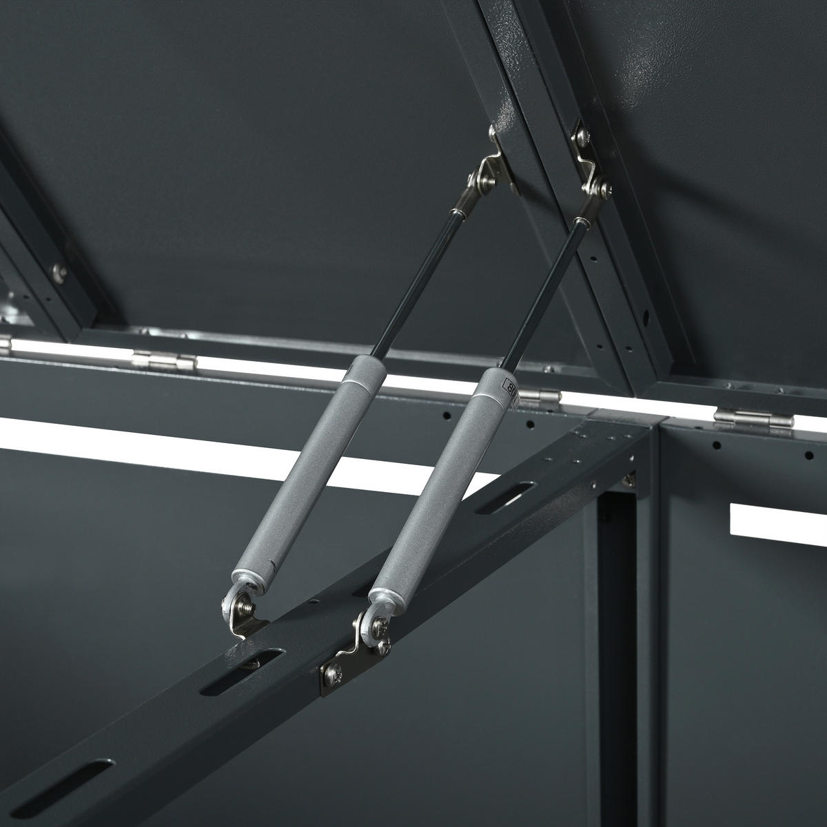 MÜLLTONNENBOX aus Stahl in Grau Holzoptik mit Klappdeckel 132x80x118,5 cm - Grau, Metall (132/118.5/80cm) - Modfu