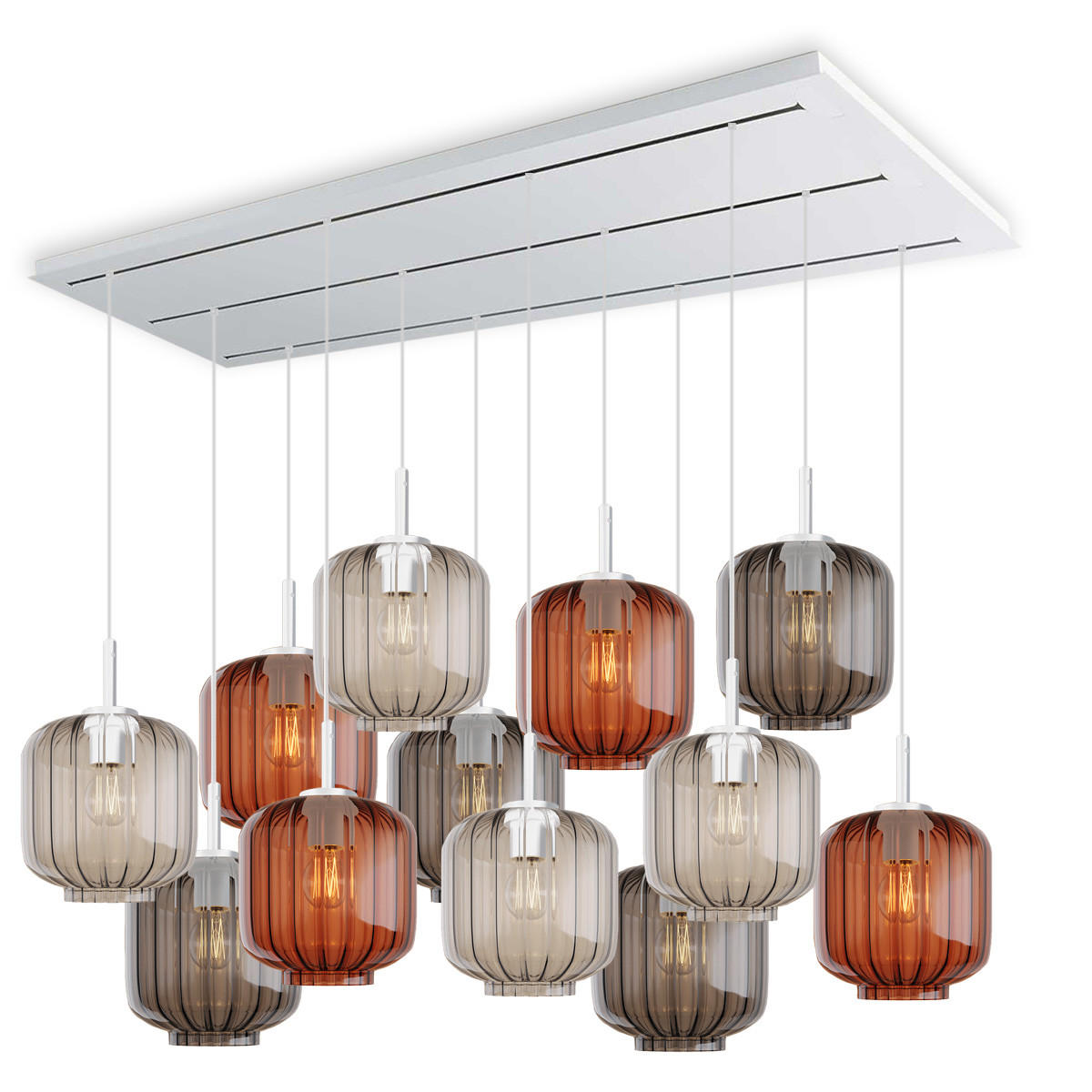 HÄNGELEUCHTE Velo 12-flammig Mehrfarbig Ø 20cm - Multicolor/Weiß, Glas (20/20/20cm) - s.luce