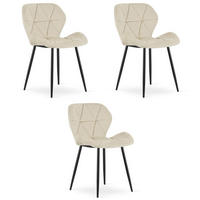 STUHL Beige 46x53 cm MANGO Samt Beine Schwarz 3 Stück - Schwarz, Kunststoff (46/52/53cm)