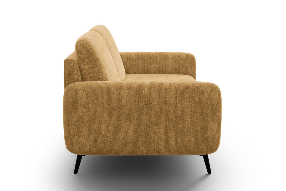 SOFA FEBE 2-Sitzer, safranfarbener Chenille-Stoff - Gelb/Schwarz, Holz/Textil (160/82/96cm) - Wozimo