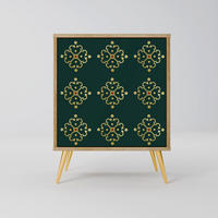 SIDEBOARD ROYAL MEDALLION, Eichefarben, 57,5x42x75,5 cm, Goldfarbene Metallfüße - Eichefarben/Goldfarben, Holzwerkstoff/Metall (57.5/75.5/42cm) - SpaceRebels