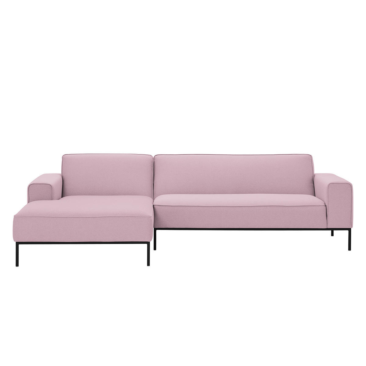 ECKSOFA mit Longchair - Webstoff - Schwarz/Rosa, Textil (264/168cm) - home24