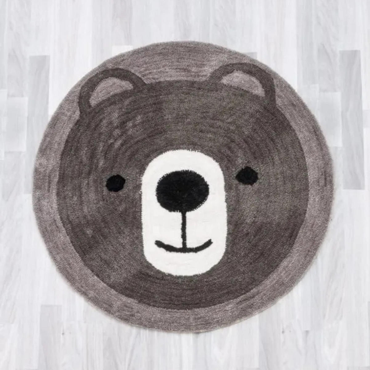 KINDERTEPPICH Bär Rund, Ø100 cm, Grau, Weich, Waschbar, Spielteppich, Kinderzimmer, Babyzimmer, Rutschfest, Deko, Kuschelig, Tiermotiv, Pflegeleicht - Grau, Textil (100/100cm) - JUNG
