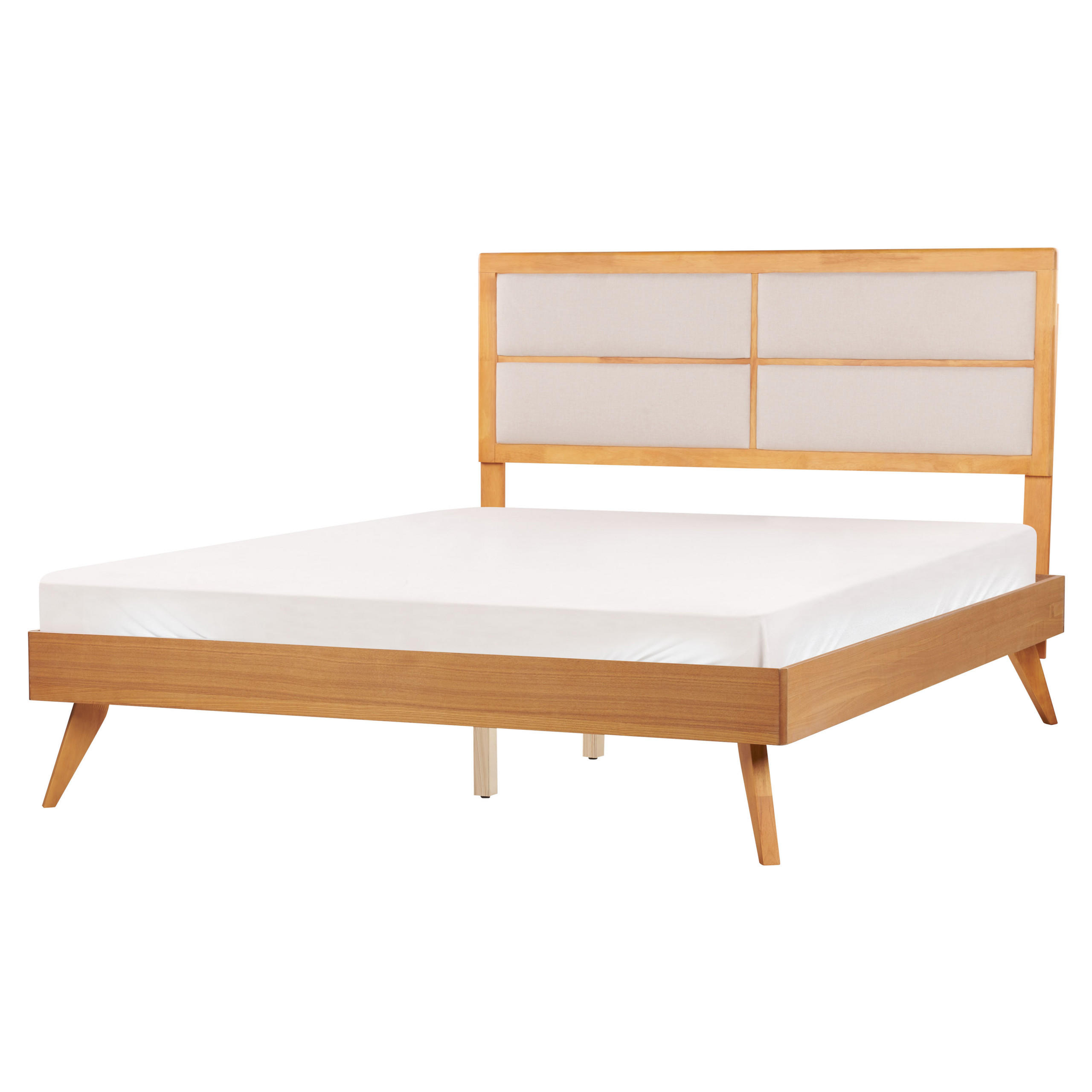 BETT mit Lattenrost 160/200 cm Hellbraun Poissy - Hellbraun/Beige, Holzwerkstoff (160/200cm) - Beliani