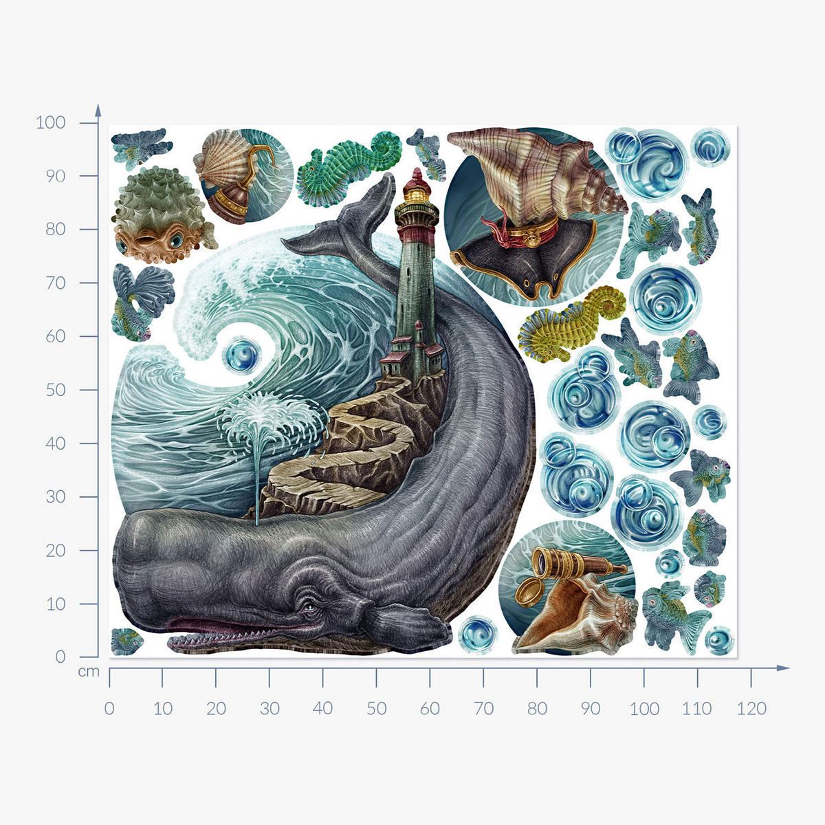 WANDAUFKLEBER 100x118cm - Zeichentricktiere - Multicolor, Kunststoff (100/118/0.1cm) - Wallfluent