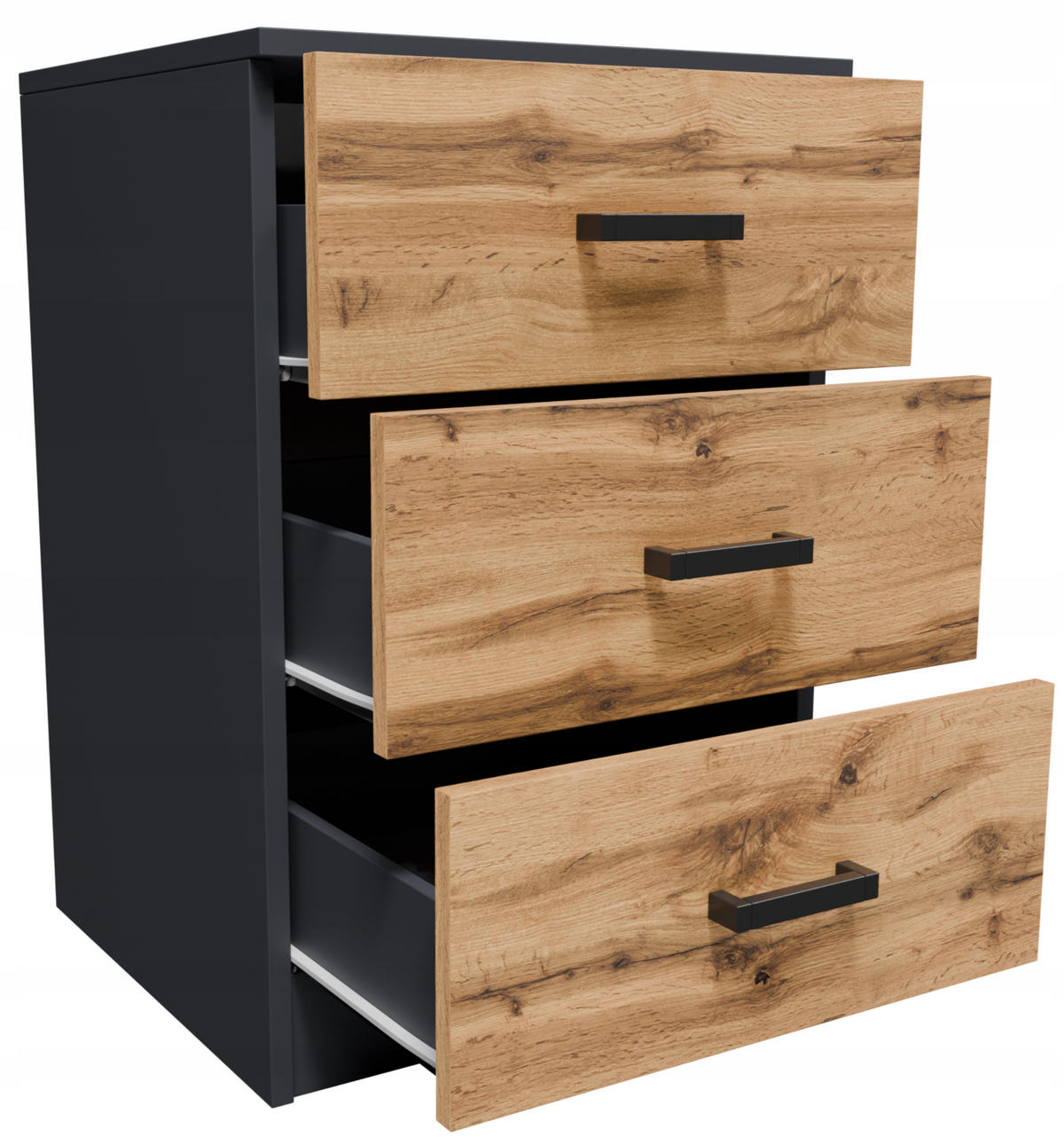KOMMODE CR3-LOFT-3S Graphit-Wotan Eich 42/40,3/62,3 cm - Eiche Wotan/Graphitfarben, Holzwerkstoff (42/62.3/40.3cm)