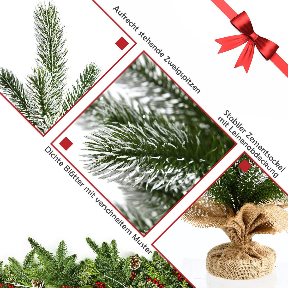WEIHNACHTSBAUM Mini Tisch Tannenform mit Schnee 50 cm grün - Grün, Kunststoff (50cm) - COSTWAY