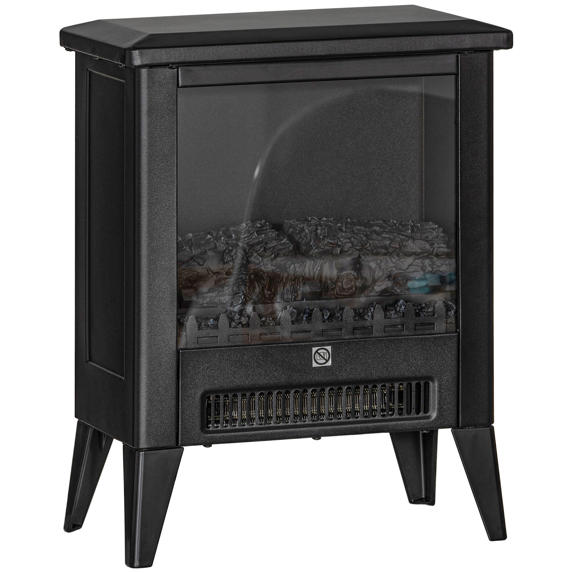 ELEKTROKAMIN 1800 W Elektrischer Kamin mit Heizung, LED-Flammeneffekt, Schwarz - Schwarz, Metall (21/47/36cm) - HOMCOM