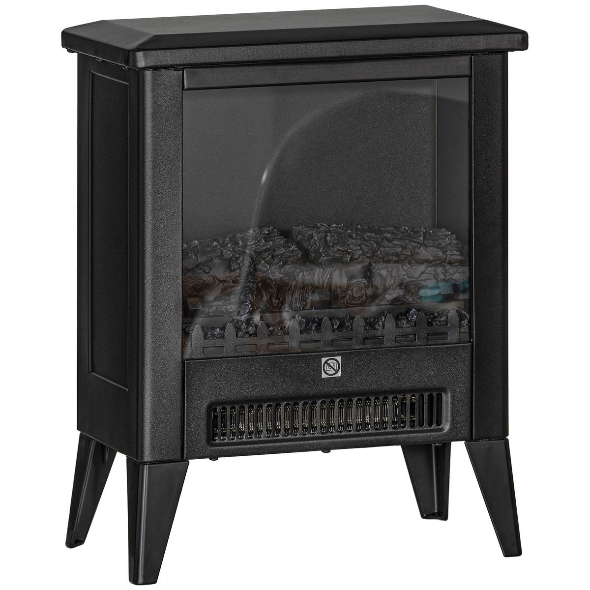 ELEKTROKAMIN 1800 W Elektrischer Kamin mit Heizung, LED-Flammeneffekt, Schwarz - Schwarz, Metall (21/47/36cm) - HOMCOM