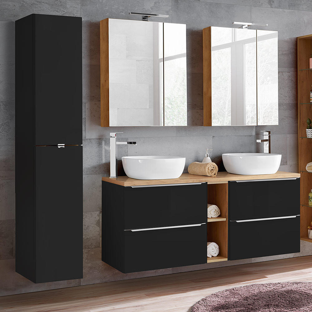 BADMÖBEL-SET 4-TLG. Toskana-56 - Anthrazit, Holzwerkstoff (195/190/46cm) - Lomado