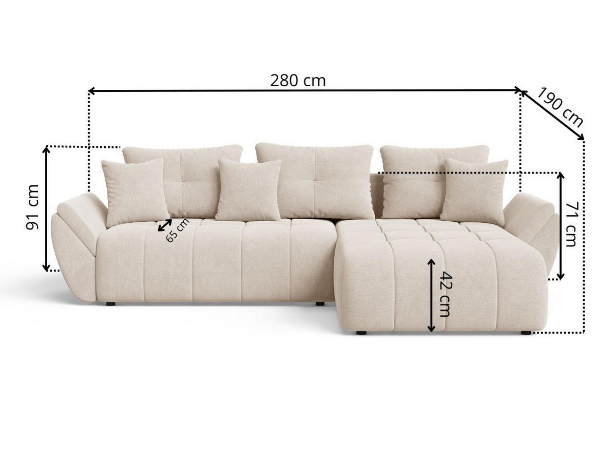 ECKSOFA Decor Beige - Beige, Holz/Textil (280/190cm) - Graingold