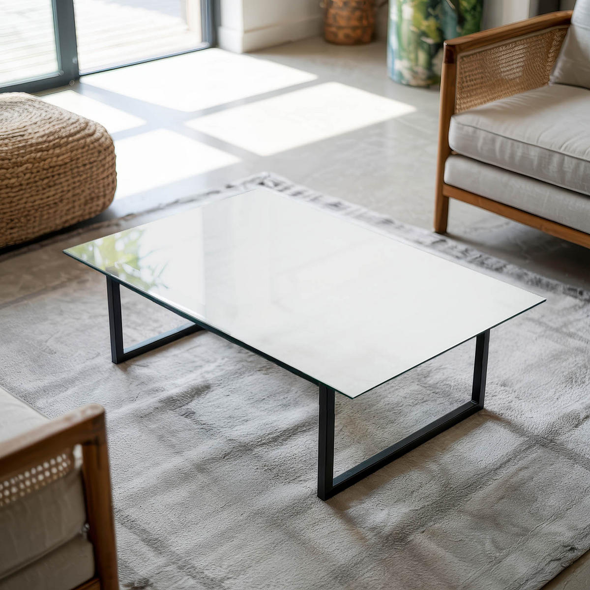 TISCHPLATTE 100x70 cm Glatte Weiße Oberfläche - Weiß Hochglanz/Weiß, Glas (100/70/0.4cm) - TULUP