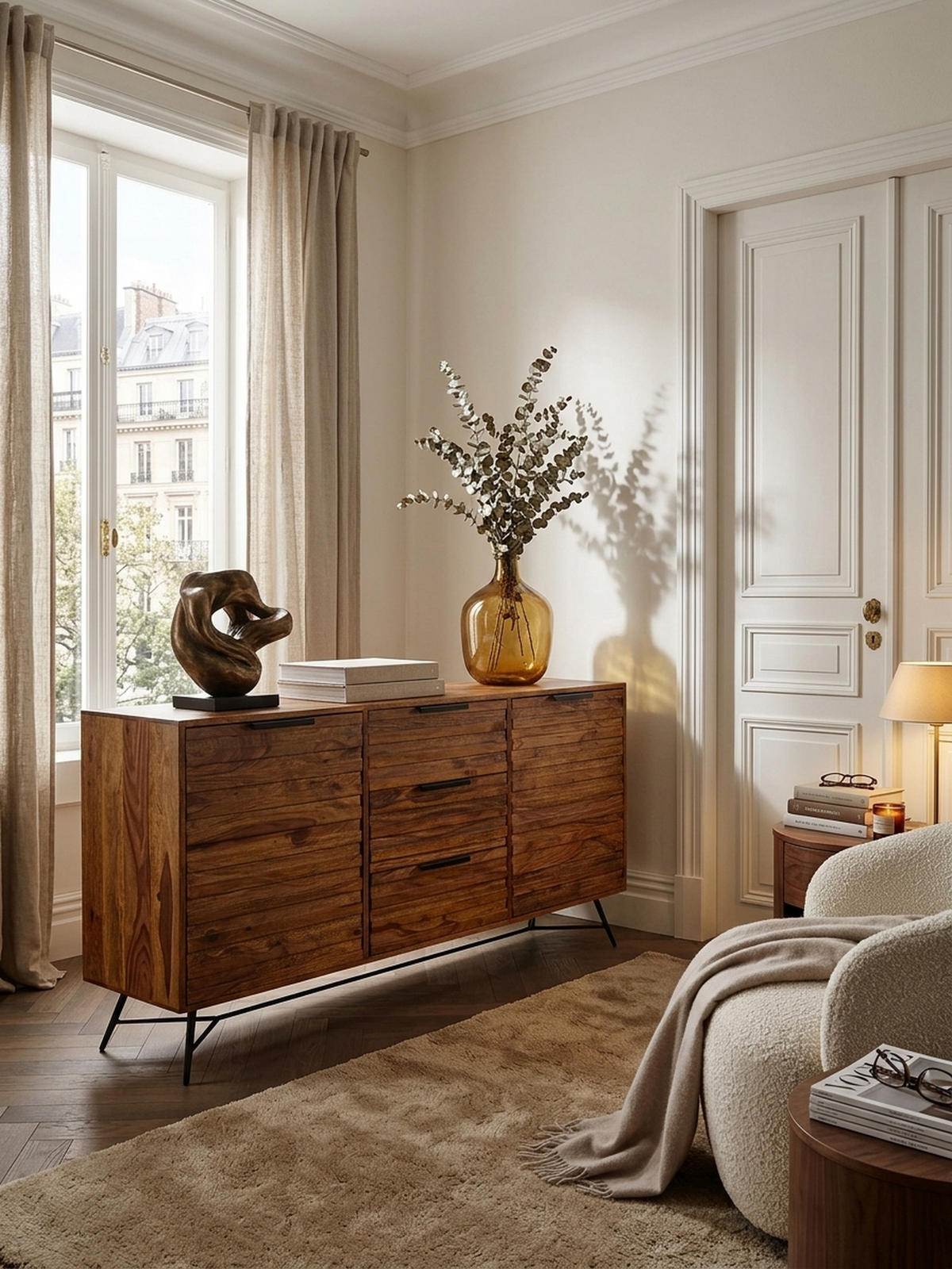 SIDEBOARD – FORMIO, Massivholz, 160x40x88 cm, Industrial-Stil - Schwarz/Braun, Holz/Metall (160/88/40cm) - KADIMA DESIGN