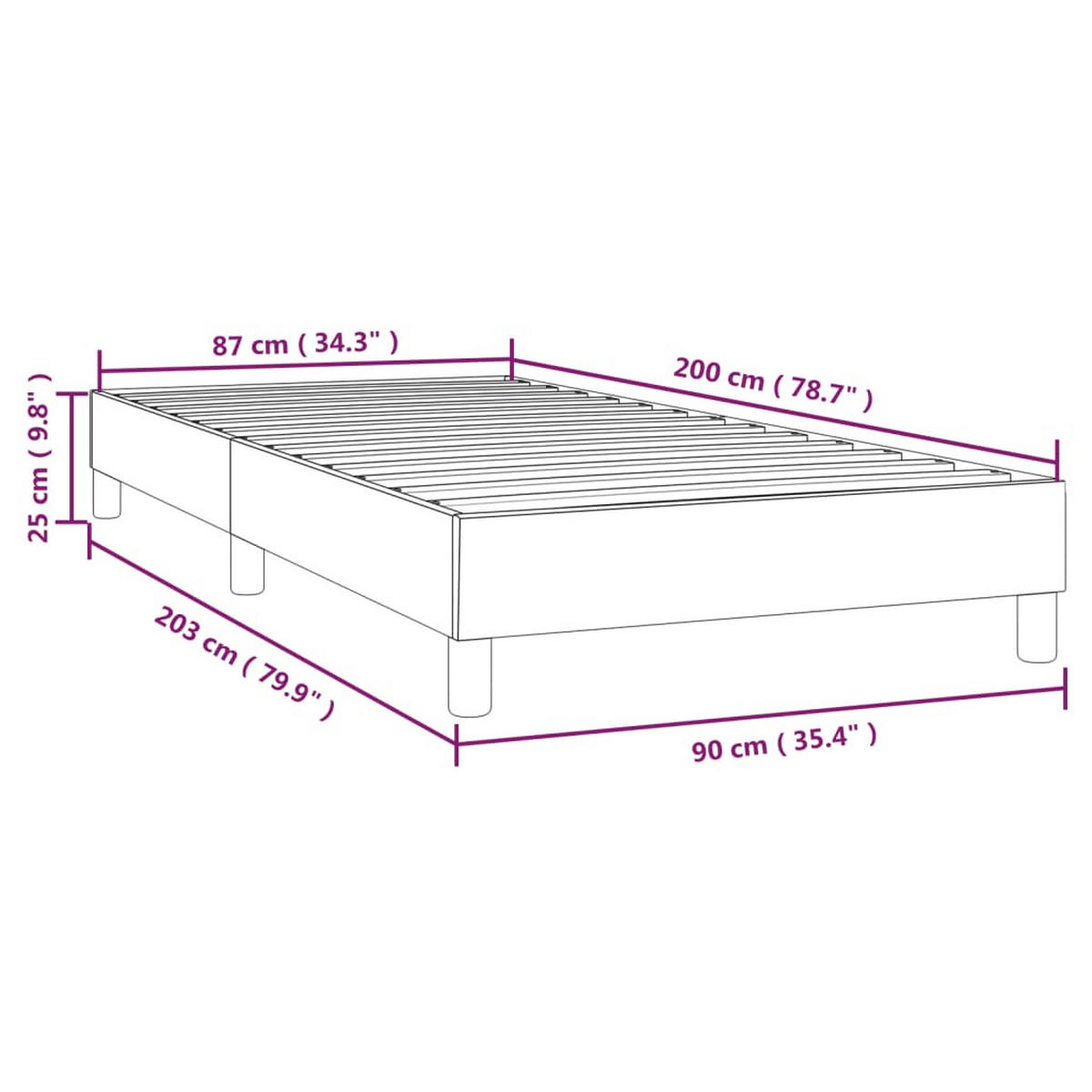 BETTGESTELL Dunkelbraun 90/200 Cm Stoff - Braun, Holzwerkstoff (90/200cm) - vidaXL