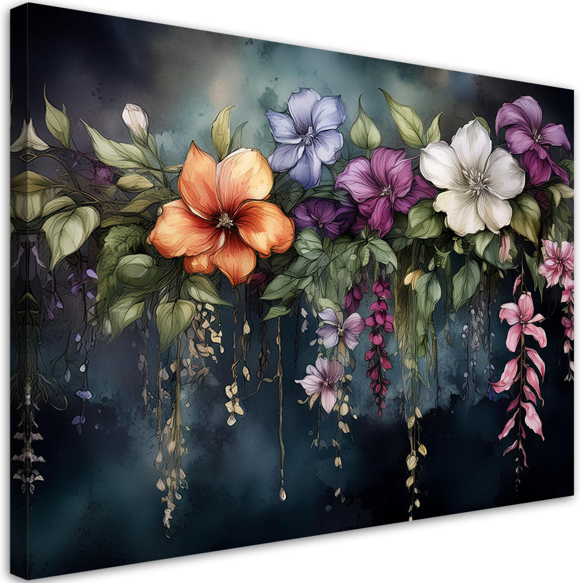 WANDBILD blumen botanik pflanzen - Multicolor, Textil (60/40cm) - Feeby