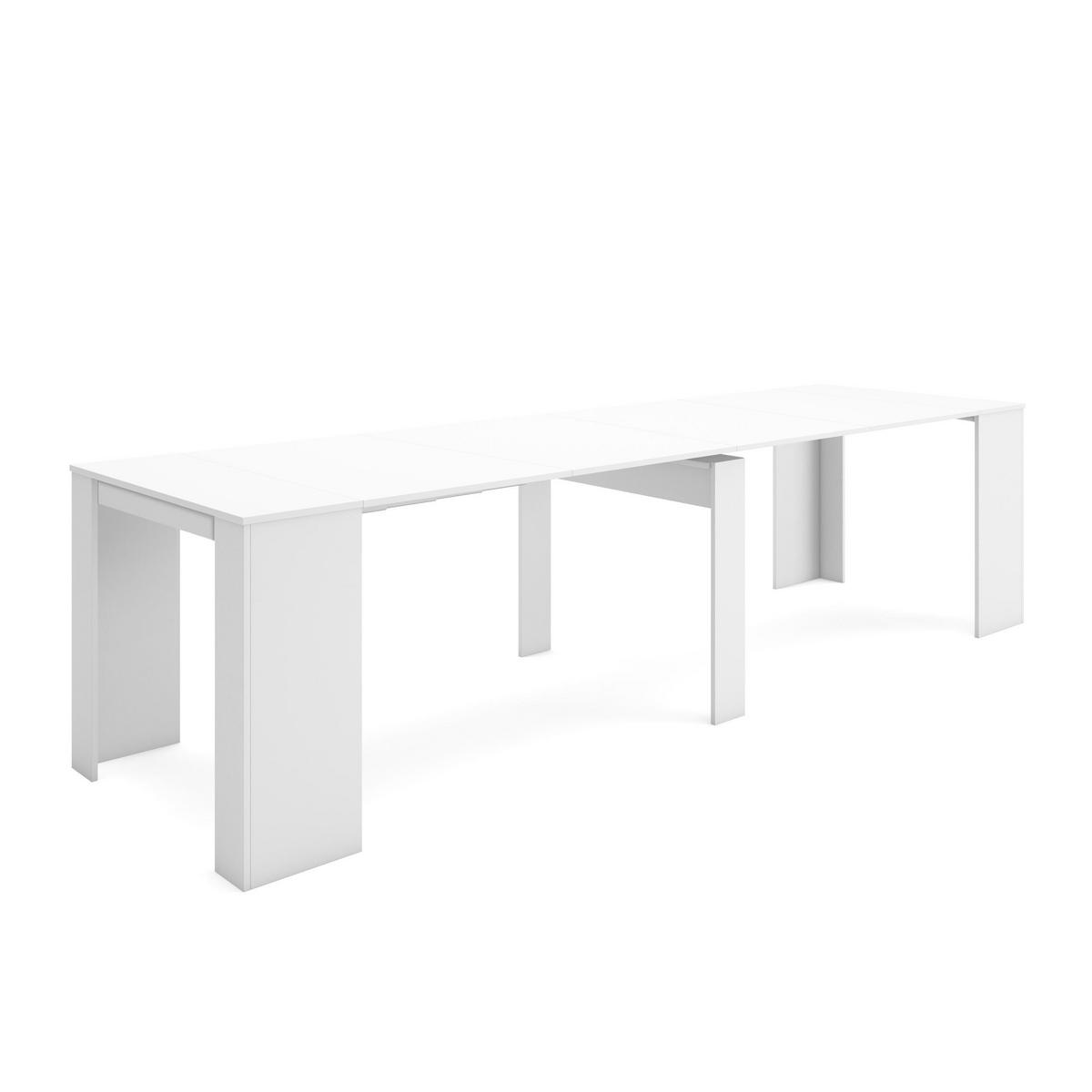 KONSOLENTISCH ausziehbar 58 bis 302cm, für 14 Gäste, weiß, 90/58/77cm - Weiß, Holzwerkstoff (90/302/77cm) - Skraut Home