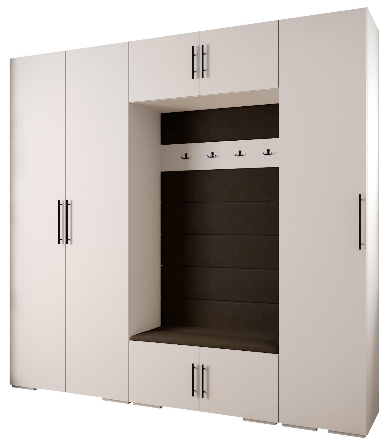 Abiks Möbel Garderoben-Set Weiß, Dunkelbraun, Schwarz 250x236.7x47 cm