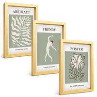 BILDER SET 3er Set - 20x30 cm Goldrahmen - Matisses grüne Pflanzenmuster - Goldfarben, Kunststoff (20/30cm) - TULUP