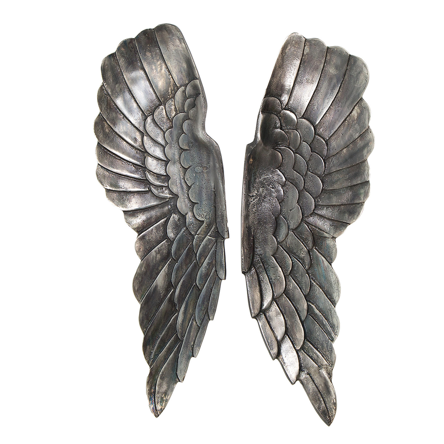 WANDDEKORATION FALLEN ANGEL Metall Silber 200 cm - Silberfarben, Metall (20/65/5cm) - riess-ambiente